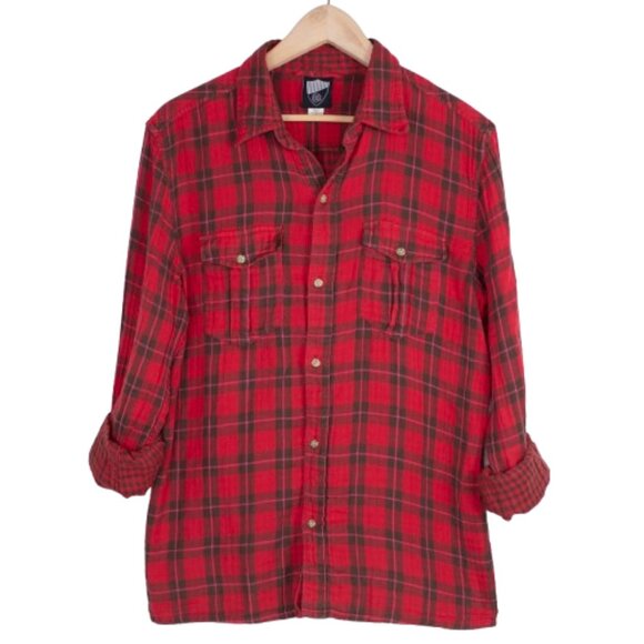 BDG Urban Outfitters Waffle Knit Shirt Double Layer Plaid Womens M - Picture 3 of 7